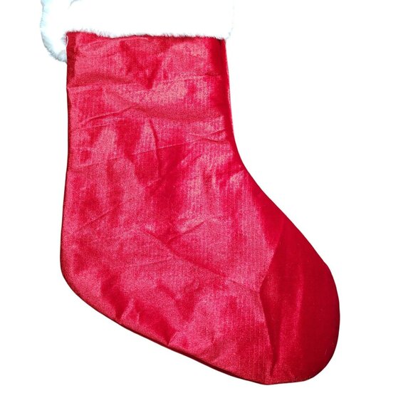 Merry and Bright 21 inch Red and White Velvet Christmas Stocking - Picture 3 of 4